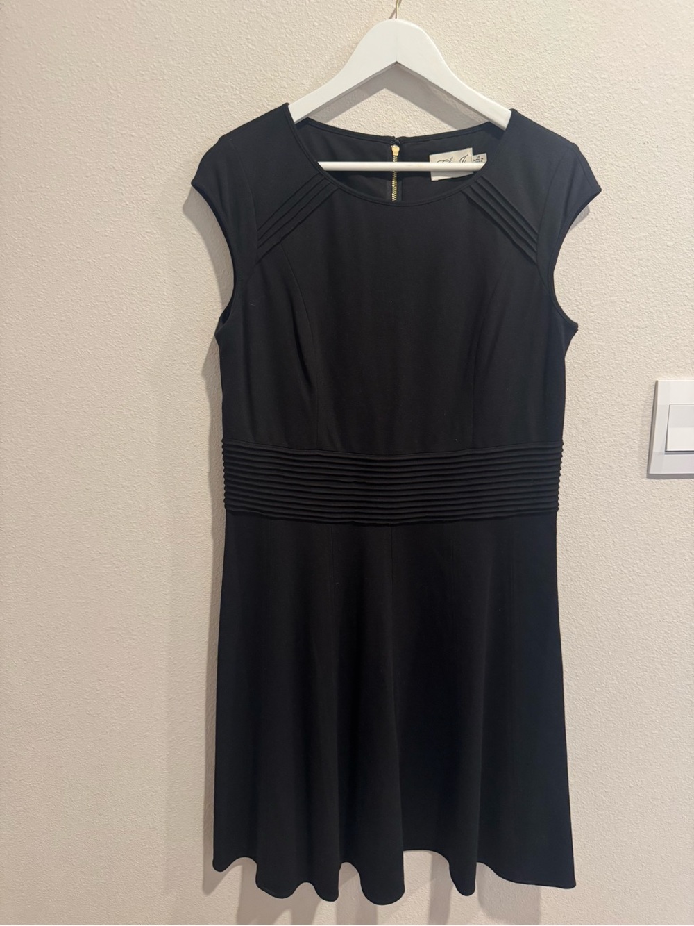 Eliza J Black Cap Sleeve Fit-and-Flare Dress